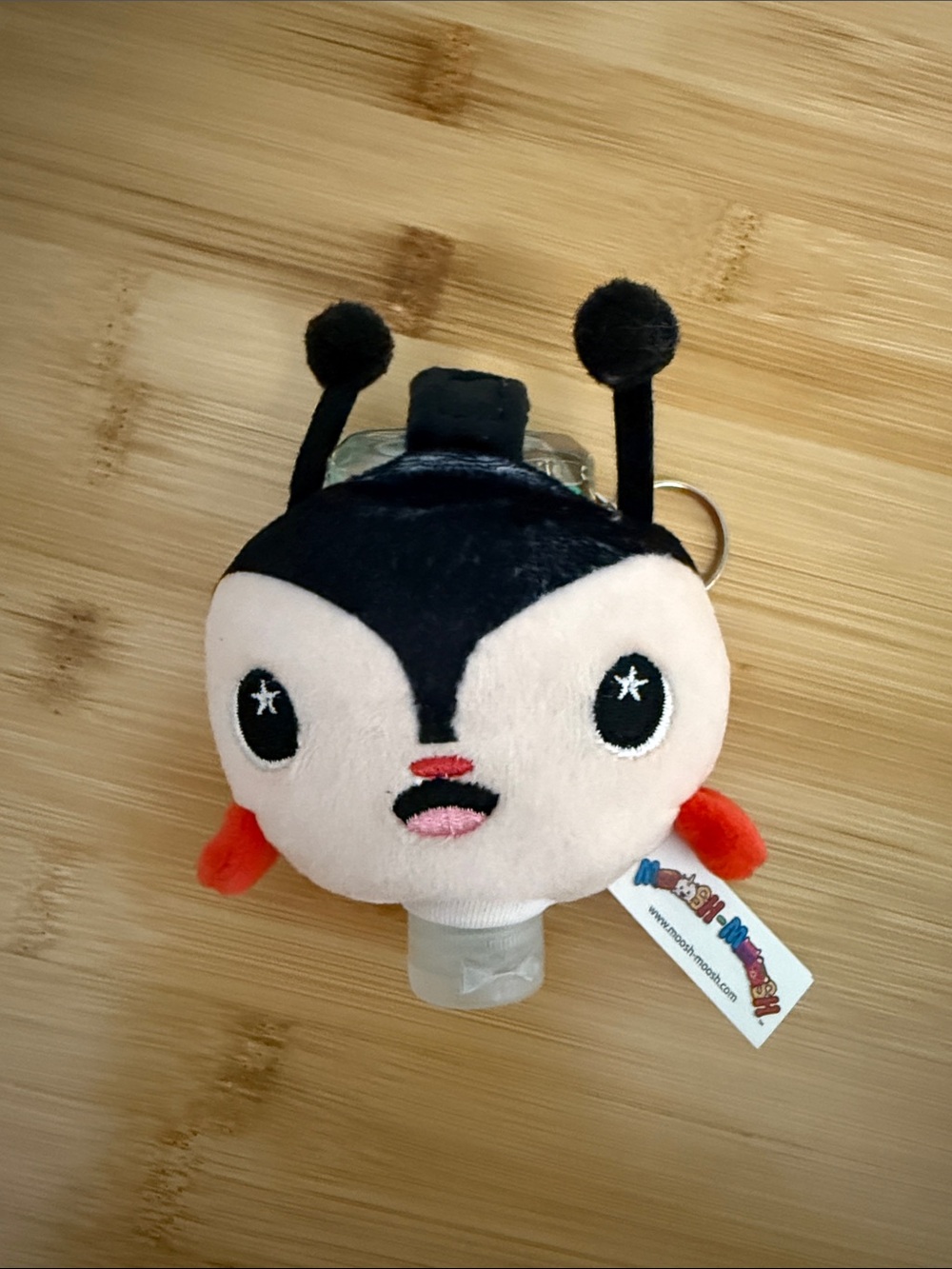 Moosh-Moosh Dot the Ladybug Plush Hand Sanitizer Holder Keychain - Black & Red